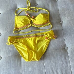 Hobie Surf Shop Vibrant Yellow Two Piece Bikini Size Small
